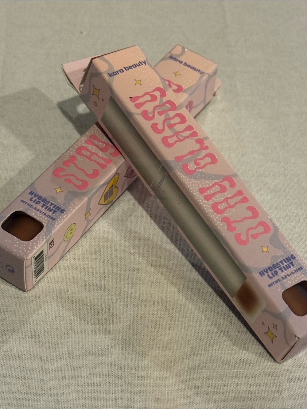 Kara Beauty Stay Glassy Hydrating Lip Tint Miss Nudie Set of 2 Boxed